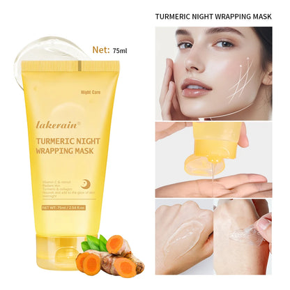 Lakerain Kojic Acid & Turmeric Night Wrapping Mask | Peel-Off Overnight Treatment with Collagen | Nourishing, Firming & Brightening | 75ml