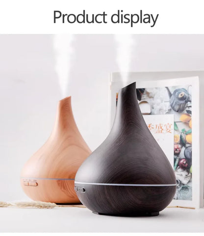 400 ML Modern Electric Humidifier Essential Aroma Oil Diffuser Ultrasonic Wood Grain Air Humidifier Mist Maker LED Light