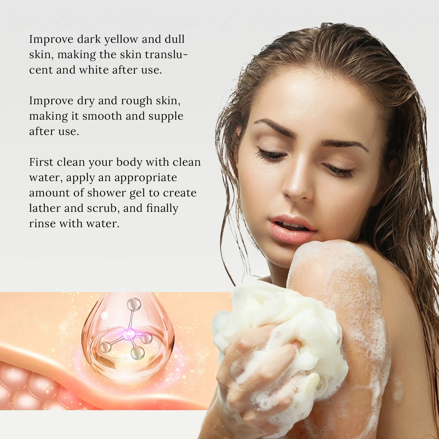 Body Cleaning Gel Dryness Improving Roughness Shrink Pores Oil Control Moisturizing Skin Brighten Exfoliator Skin Care Body Wash