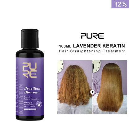PURC Lavender 12% Brazilian Keratin Straightening Treatment Curly Hair Straighten Smoothing Cream Professional Salon Products
