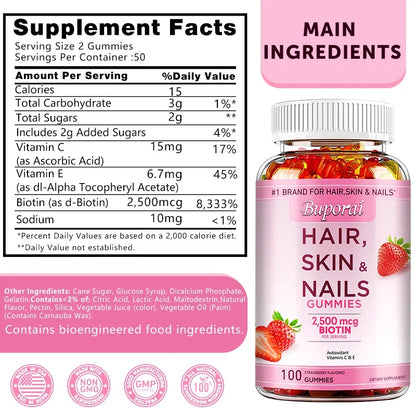 Buporai | Hair, Skin, Nails, Antioxidants, Immune Support | 100 Gummies