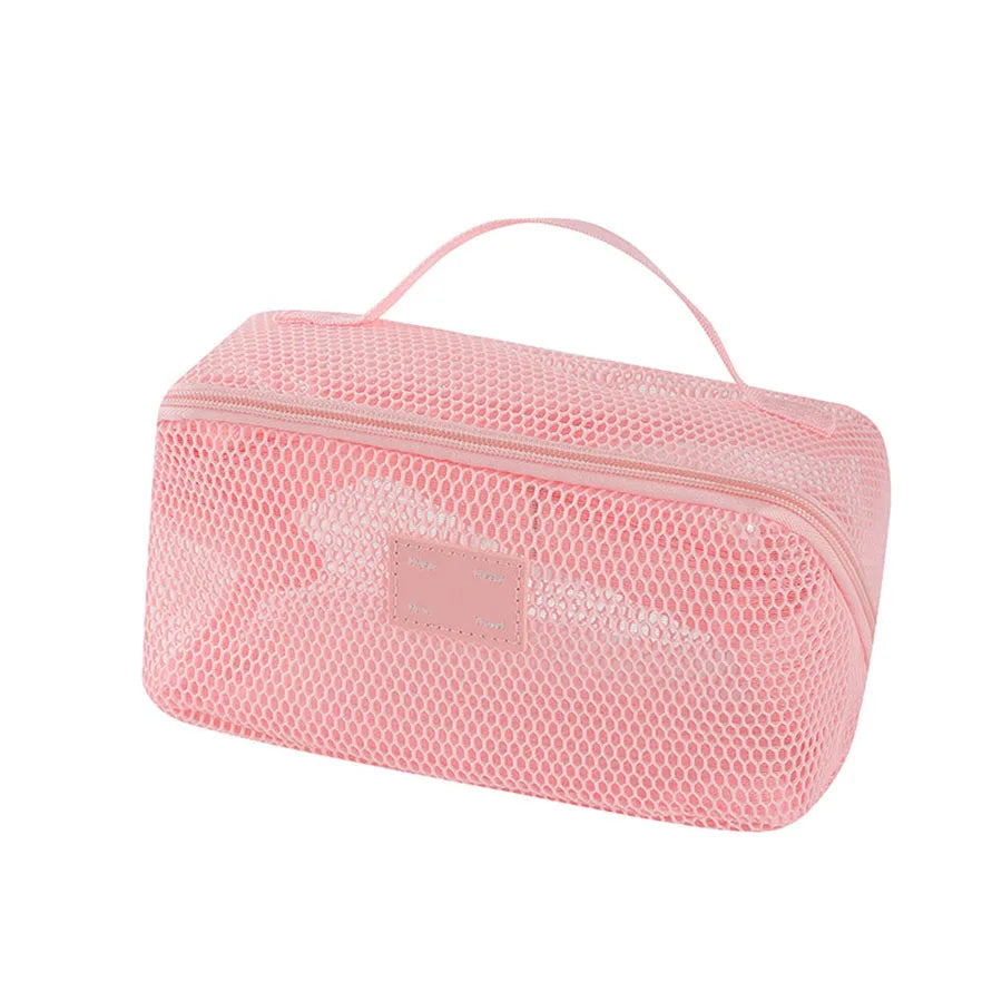 Large Capacity Mesh Handheld Makeup Bag Zipper Multi-layer Transparent Mesh Cosmetic Bag Organizer Case Square
