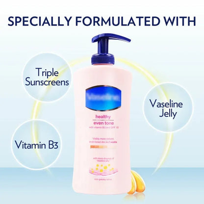 400ML Vaseline Healthy Even Tone with Vitamin B3 and SPF 10 Body Lotion Skin Brightening Cream Contains Visibly More Radiant