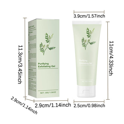 30g Purifying Exfoliating Gel - Gentle Face Body Scrub for Dullness, Yellowish Skin - Brightening, Smoothing Skin Care Treatment