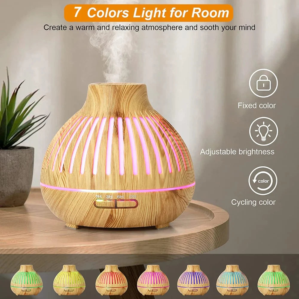 High Quality Aroma Diffuser Humidifier Cool Mist 7-Color LED Night Light Air Humidifier Quiet Air Freshener for Home Office