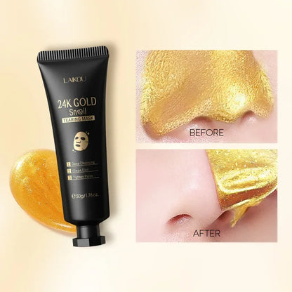LAIKOU 24K Gold Sakura Peeling Face Mask | Anti-Wrinkle, Whitening & Blackhead Removal | Tear-Off Facial Mask for Smooth, Radiant Skin