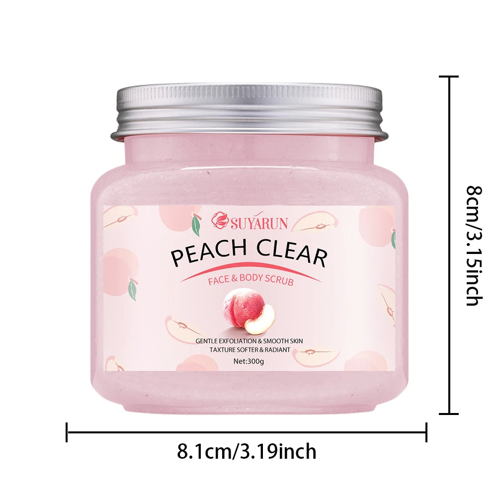 SUYARUN Peach Sugar Scrub Exfoliator - Moisturizing Body Polish with Shea Butter, Natural Exfoliator for Smooth Skin, 300g.