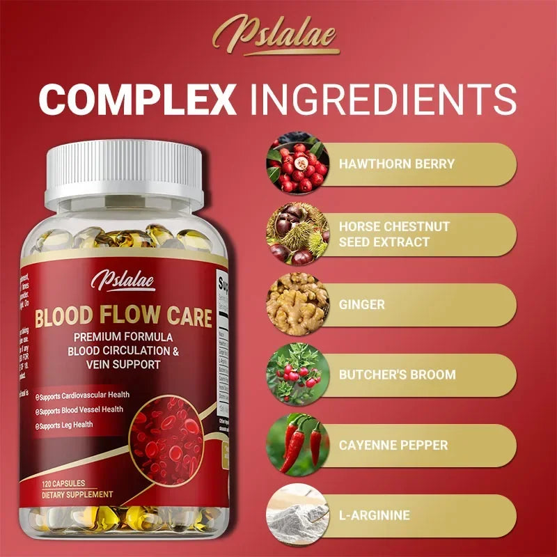 Pslalae | Blood Flow Care Supplement | Supports Circulation, Veins, Heart & Cardiovascular Health | 30 Capsules