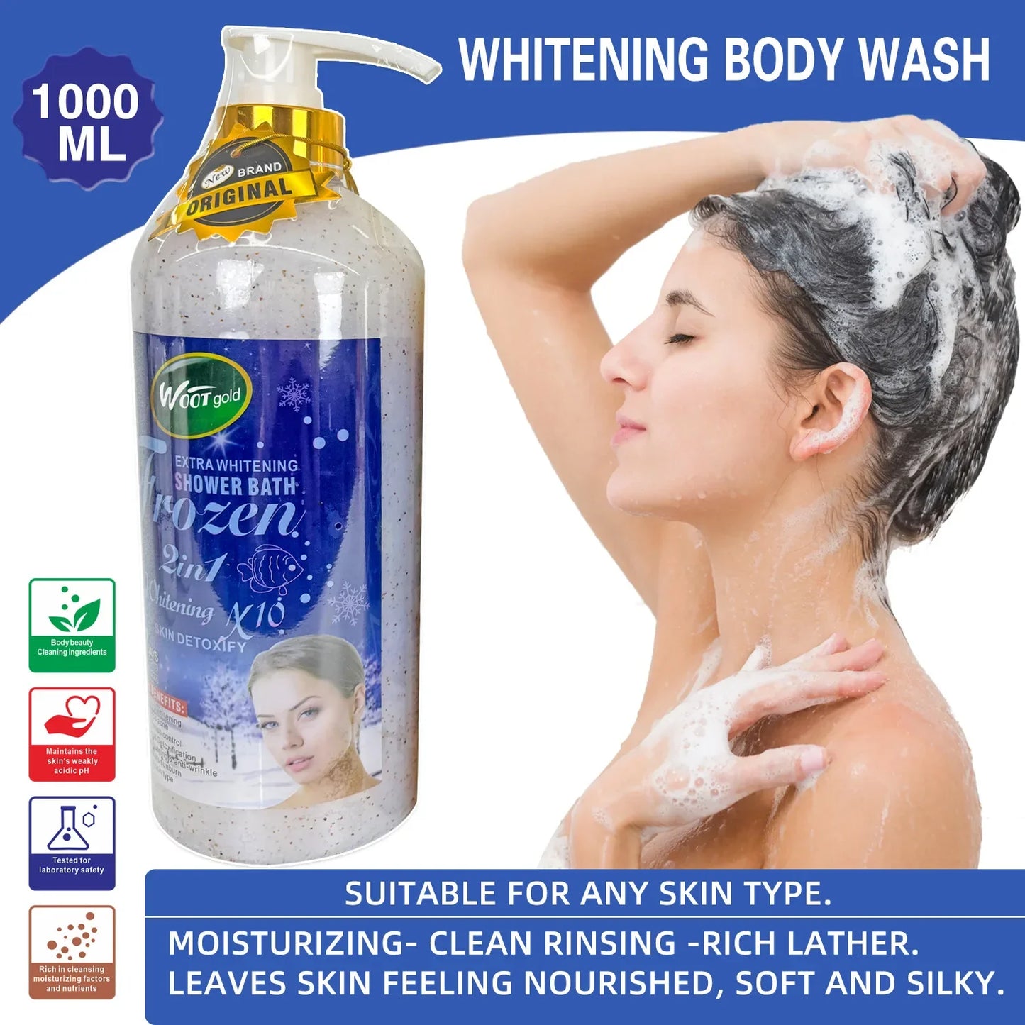 Turmeric Milk Sugar Scrub Body Wash Deep Cleansing Moisturizing Brightening Skin Tone Fading Spots Anti-Aging 1000ml Skincare