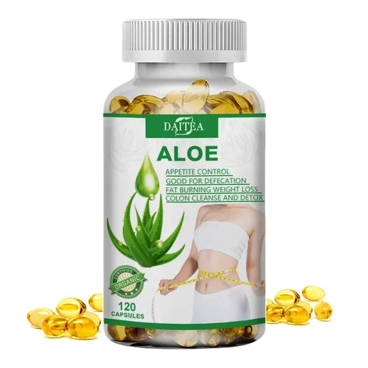 DAITEA | Aloe Capsules | Appetite Control, Fat Burn, Detox, Colon Cleanse | 60 Capsules