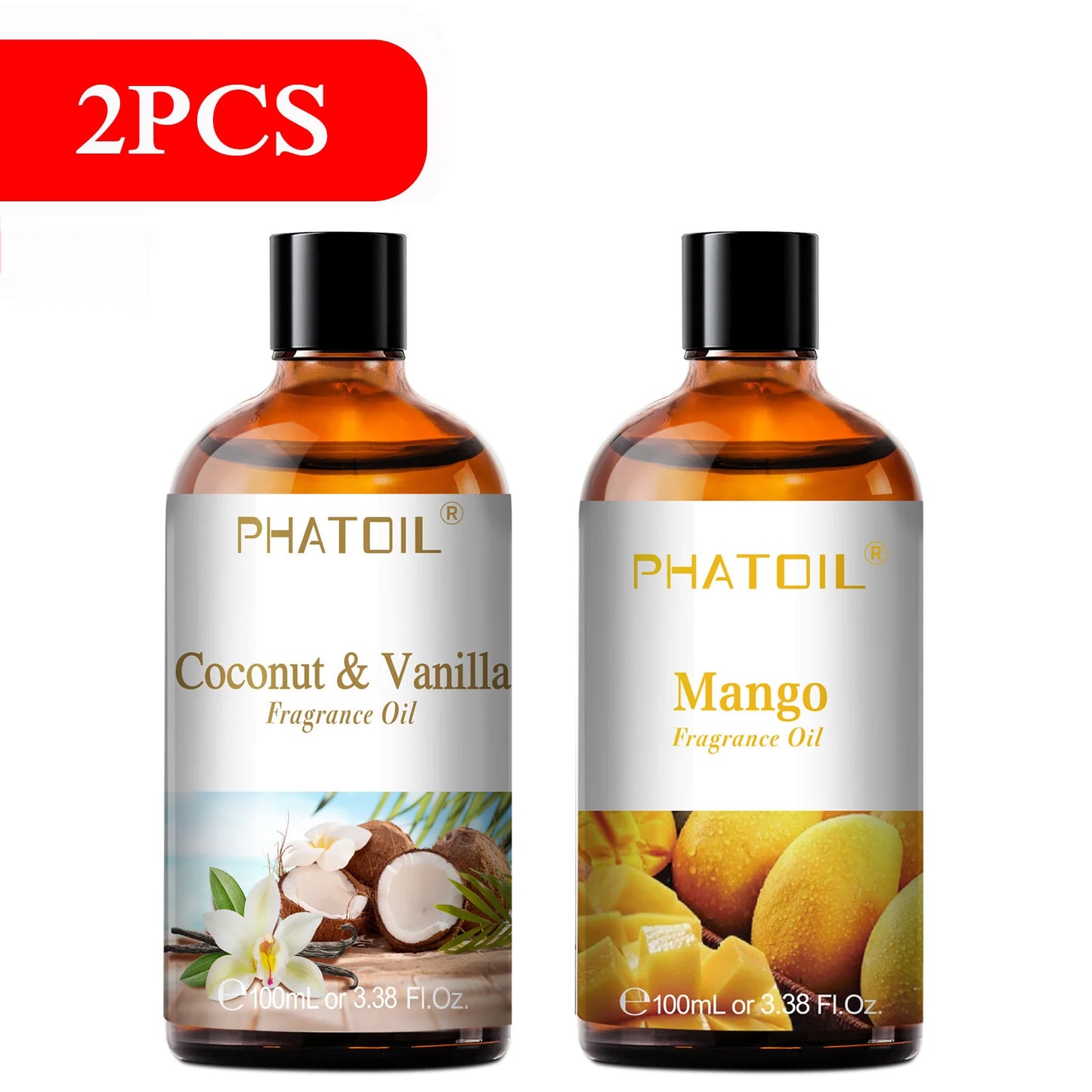 PHATOIL 100ml Aromatherapy Fragrance Oil Coconut & Vanilla Strawberry Cherry 2PCS/1PCS Aroma Oils For Diffuser Candle Making