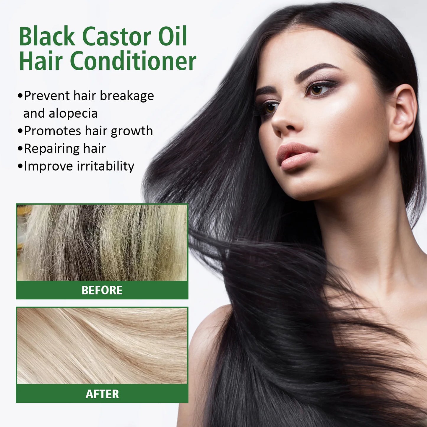 EELHOE Damaged Hair Repairing Conditioner Black Castor Oil for Silky Smoothing Hair Dry Frizzy Treatment Straighten Soft Restore