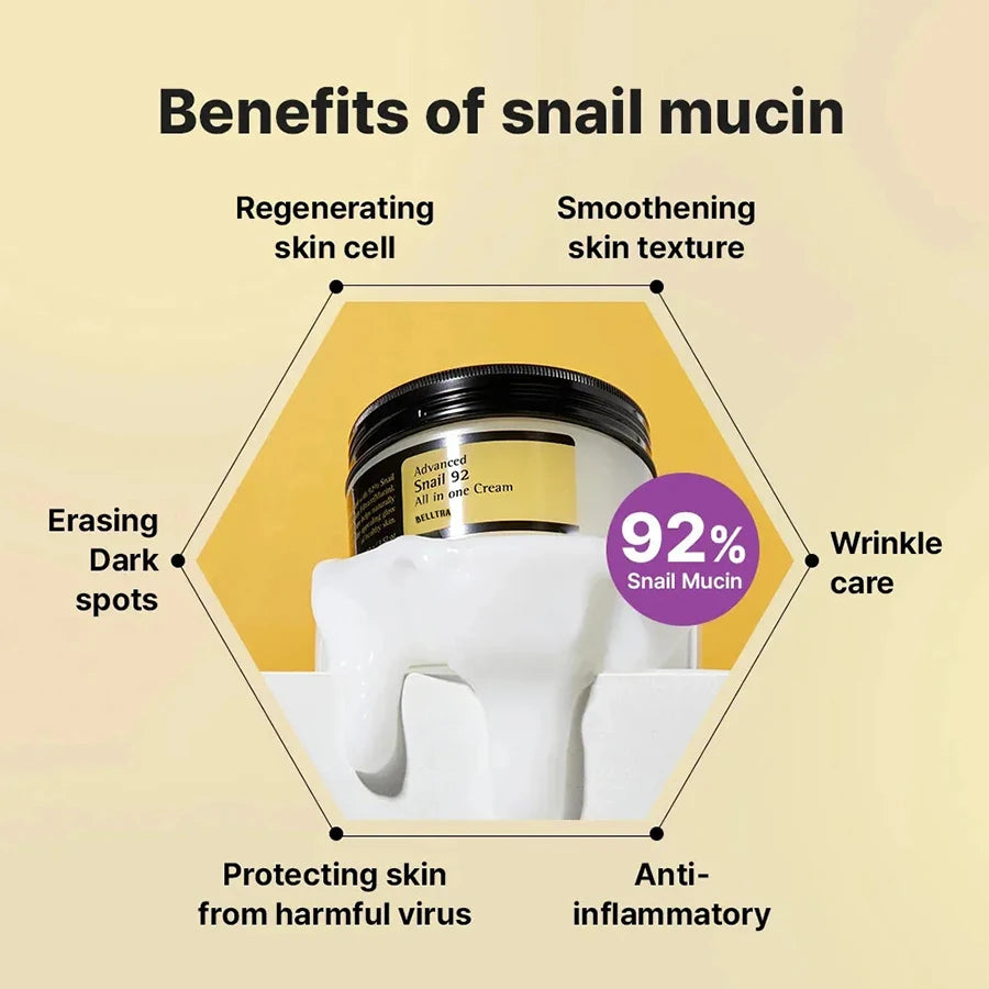 BELLTRA Advanced Snail 92 All-in-One Cream | Hydrating, Repairing & Glow-Boosting Skincare | 100g