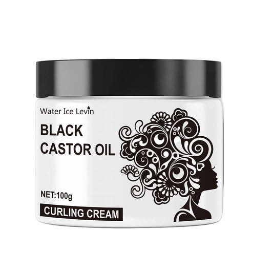 Water Ice Levin Black Castor Oil Curling Cream – 100g Curl Defining Moisturizer for Curly, Coily & Wavy Hair