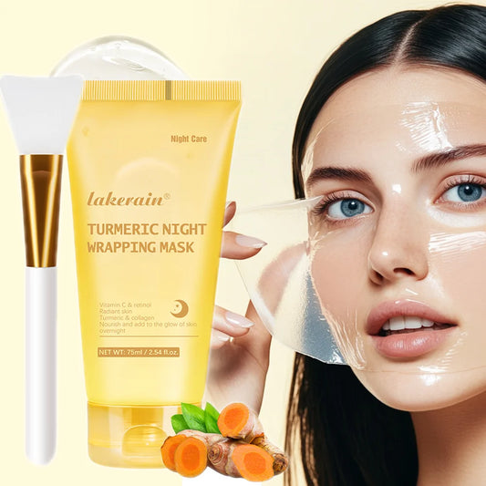 Lakerain Kojic Acid & Turmeric Night Wrapping Mask | Peel-Off Overnight Treatment with Collagen | Nourishing, Firming & Brightening | 75ml