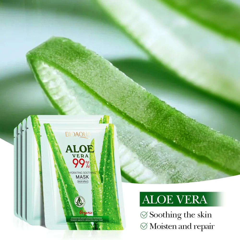 Bioaqua Aloe Hydrating Facial Mask | 99% Aloe Vera | Soothing, Moisturizing & Dryness Prevention | 30g