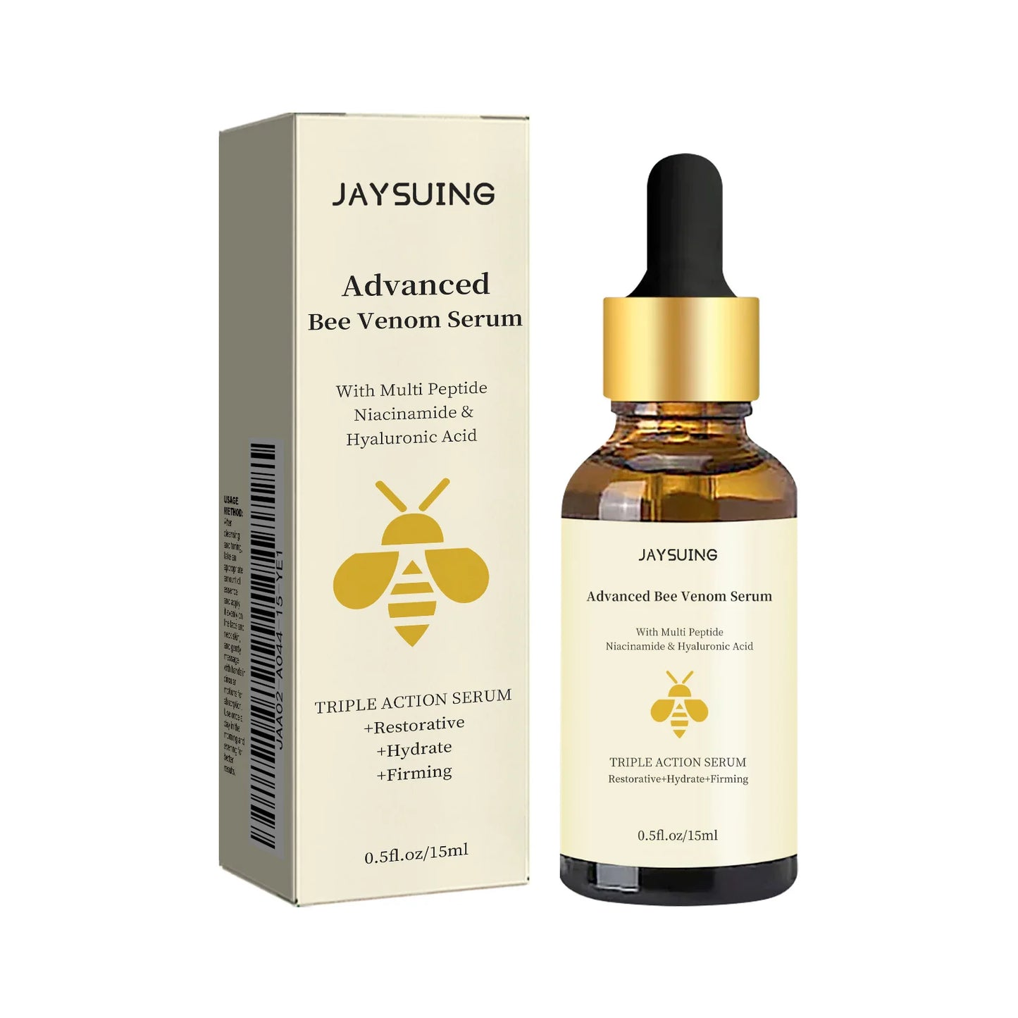JAYSUING Bee Venom Facial Serum | Triple Action: Wrinkle Reduction, Skin Tightening & Hydration | With Peptides, Niacinamide & Hyaluronic Acid | 1/2/3pcs x 15ml