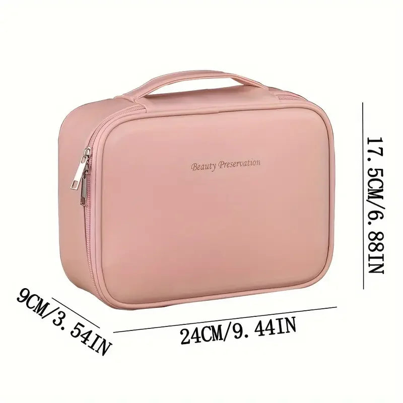 Large Capacity Waterproof PU Cosmetic Bag with Divider, Portable Travel Cosmetic Toiletry Storage Bag, Cosmetic Travel Bag  ...