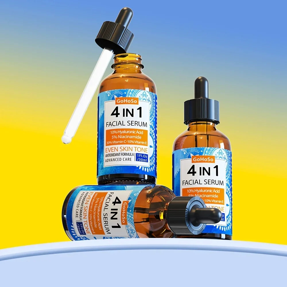 ENVISHA 4-in-1 Facial Serum | Hyaluronic Acid, Niacinamide, Vitamin C & E | Anti-Aging, Deep Moisturizing & Firming | 30ml