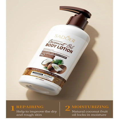SADOER 300ML Coconut Deep Hydrating Moisturizing Body Lotion Long-Lasting Fragrance Natural Nourishing Cream With Shea Butter