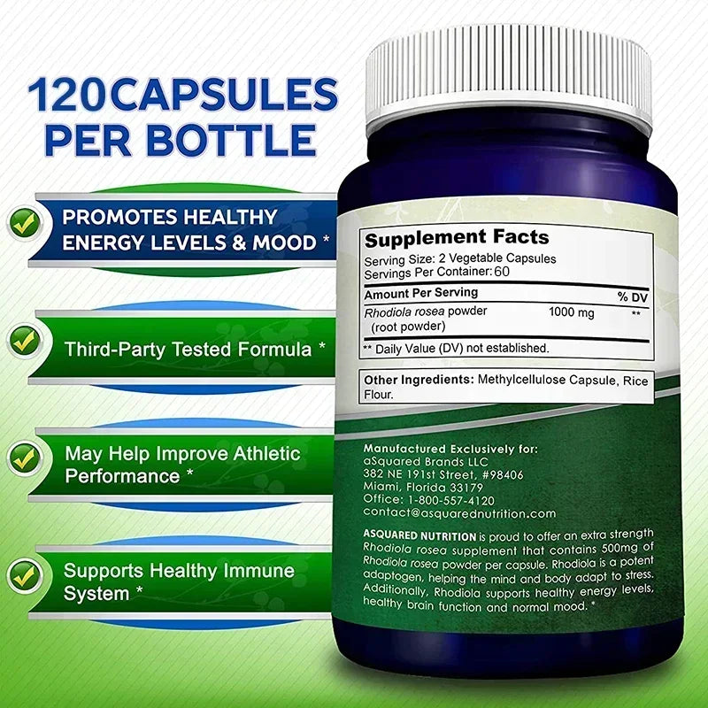 aSquared Nutrition | Rhodiola Rosea Supplement | Stress Relief & Energy Support
