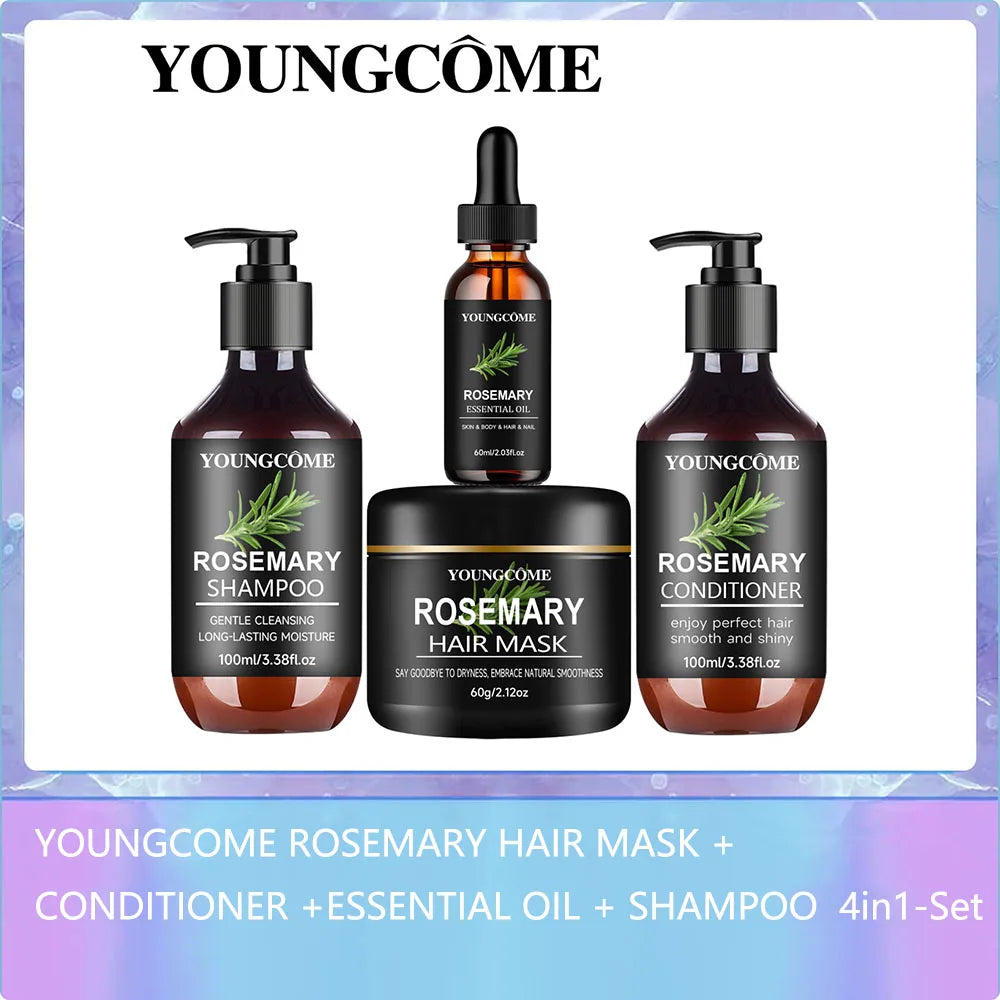 Rosemary Hair Care Kit 4in1 - Mask+Shampoo+Conditioner+Oil, with Biotin, Cleanses and Helps Strengthen Weak and Brittle Hair 4pc