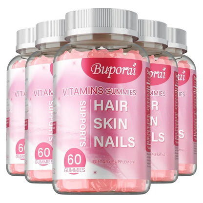 Buporai | Hair, Skin & Nails Gummies | Supports Hair Growth, Skin Care & Nail Health | 60 Gummies