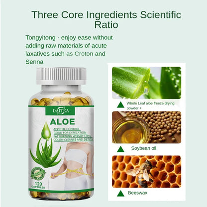 DAITEA | Aloe Capsules | Appetite Control, Fat Burn, Detox, Colon Cleanse | 60 Capsules
