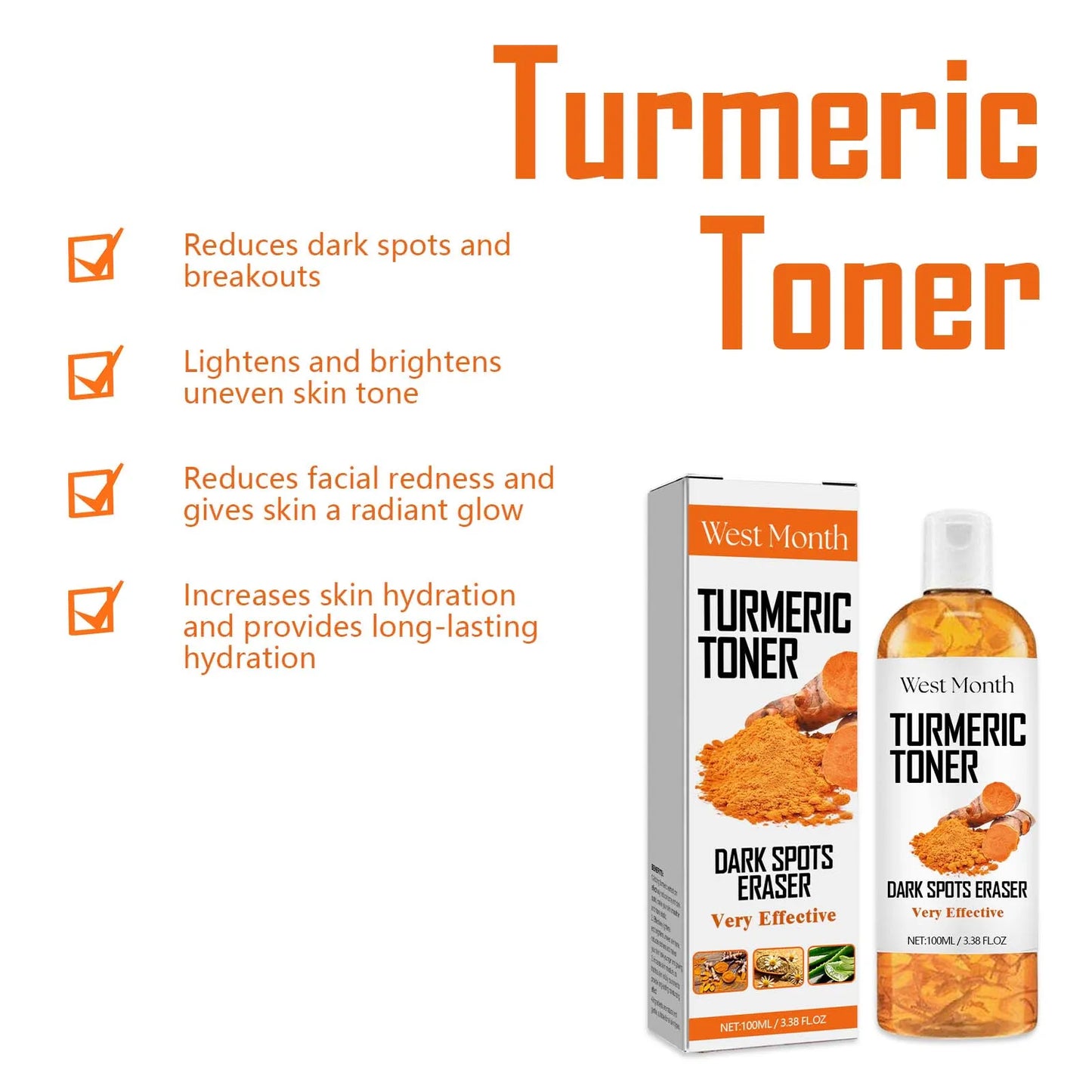 Turmeric Face Toner | Dark Spot Corrector & Brightening Treatment | Fades Freckles & Melasma | Moisturizing Skincare