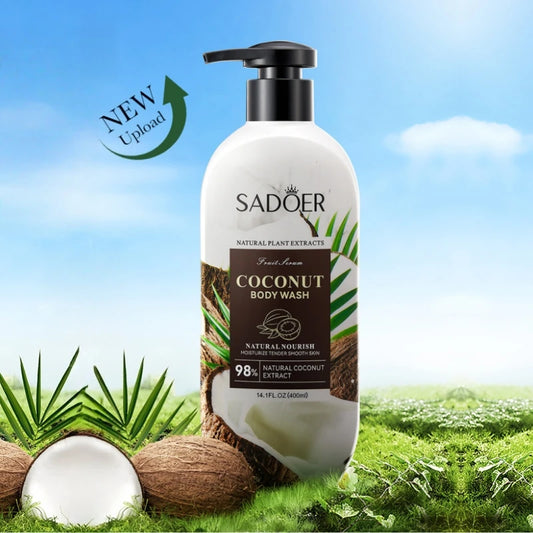400ml Mild Coconut Shower Gel, Rich in Coconut Extract, Coconut Amide Mea and Other Ingredients, Rich Coconut Scent, Long-Lasting Fragrance after Use, Foam Is Light as Clouds, Both Thick and Delicate, It Can Moisturize Skin,