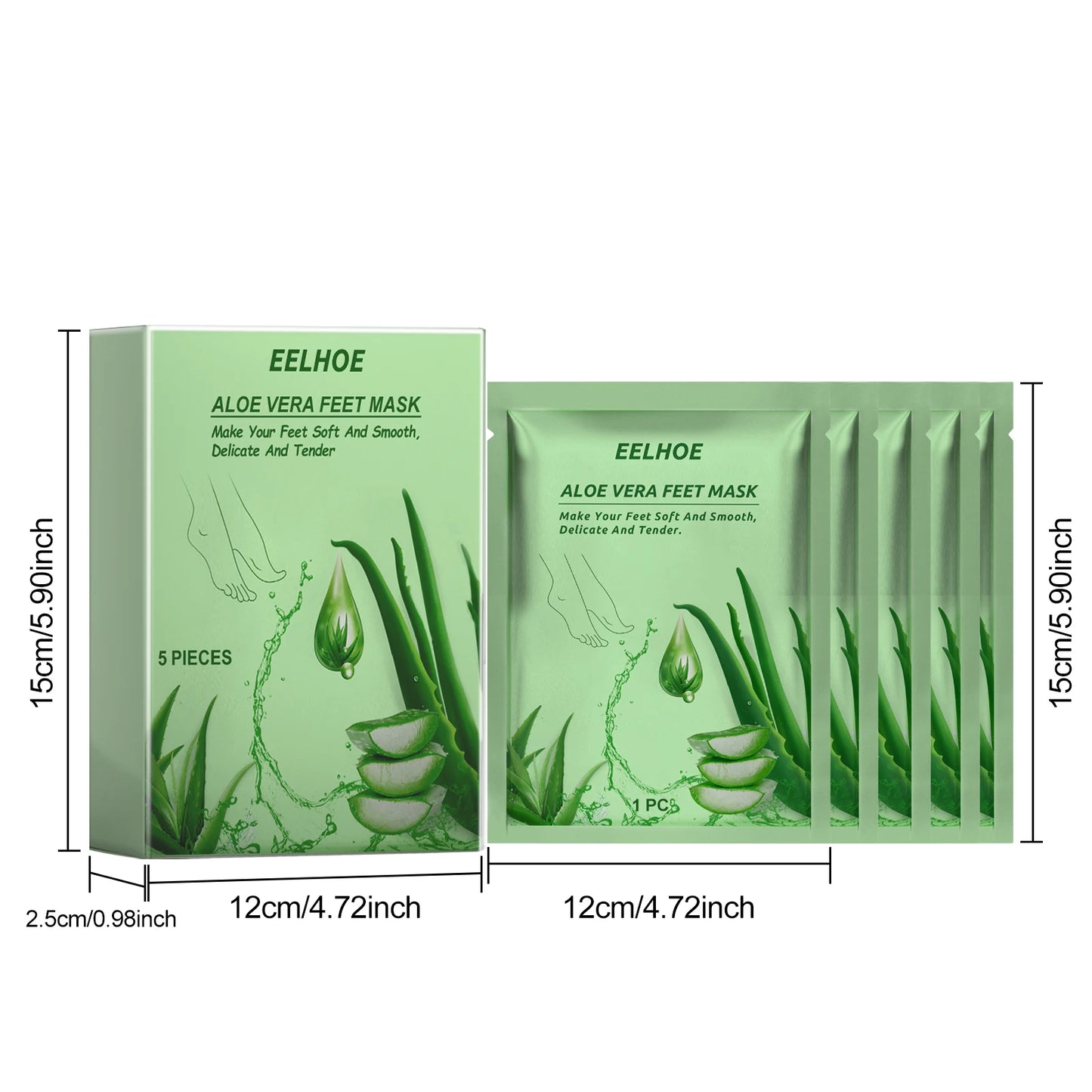 EELHOE Aloe Vera Foot Mask Peeling Leg Mask Exfoliating Sock Scrub Foot Massage Anti Crack Heel Removal Pedicure Skin Care Pad