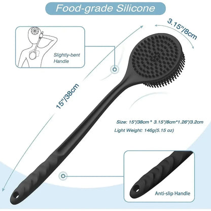 1pc Bath Soft Back Scrubber Brush Bath Shower Sponge Scrubbing Brush with Handle Exfoliating Scrub Skin Massager Bath Supplies