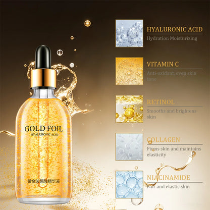 24K Gold Face Serum | Hyaluronic Acid & Nicotinamide | Anti-Aging, Lifting & Whitening Collagen Essence | 100ml