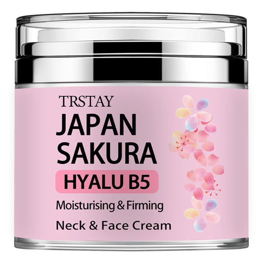 TRSTAY Japan Sakura Essence Cream | Sakura Tone-Up Cream with Hyaluronic Acid | Moisturizing & Firming Neck & Face Care | HYALU B5 Formula