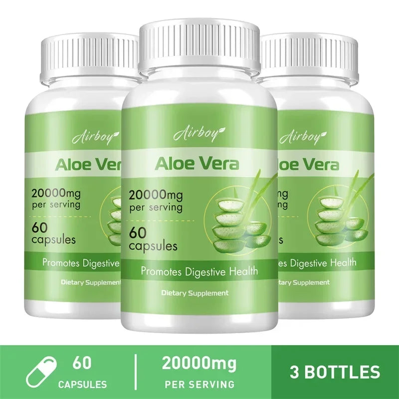 Airboy | Aloe Vera 20000mg | Relieves Constipation, Detox, Fat Burn, Digestive Health | 60 Capsules