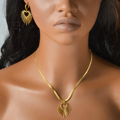 Stainless Steel Necklace Earrings Set Trend Moon Star Hollow Pendant For Women Fashion Party 18K Gold-Plated Jewelry Set Gift