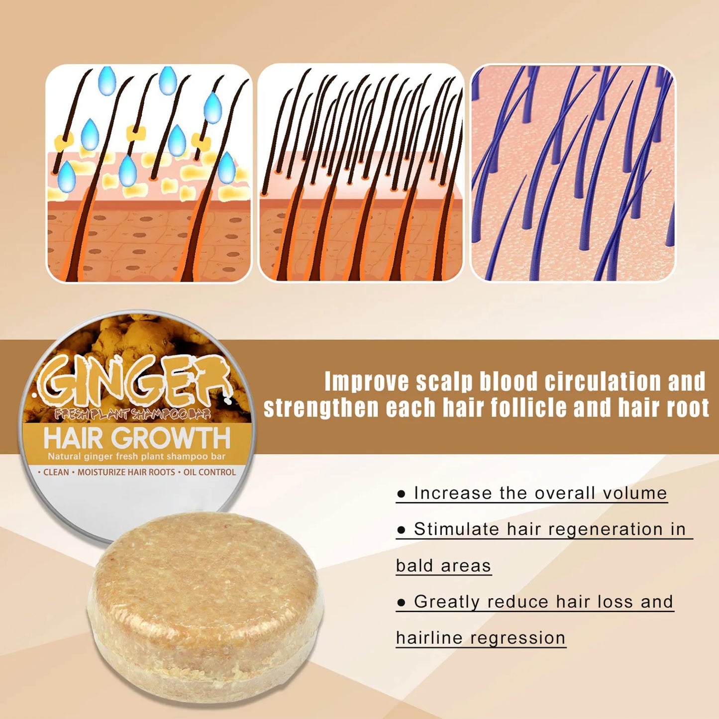 Ginger Hair Care Shampoo Gentle Soft Hair Soap Helps Ensure Nourished and Healthy Hair