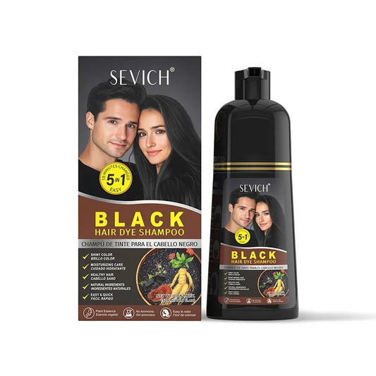 SEVICH Herbal Hair Dye Shampoo – 500ml Instant Gray Coverage, Nourishing & Quick Blackening with Plant Extracts