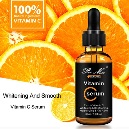 Pri Mei® Vitamin C Facial Serum | Brightening, Spot-Lightening & Anti-Acne | Hyaluronic Acid Essence | 30ml
