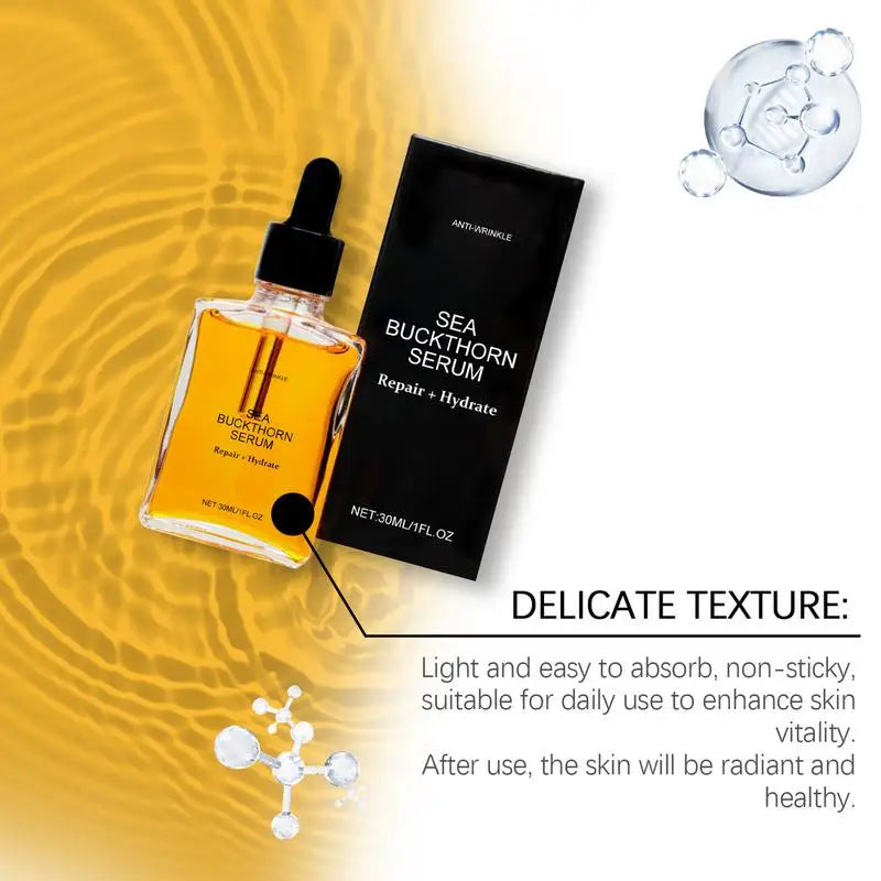 30ml Sea Buckthorn Serum Dry Fine Lines Wrinkles Sunburn Aging Sea Buckthorn Serum  Gentle Sea-Buckthorn Skin Hydrating Liquid