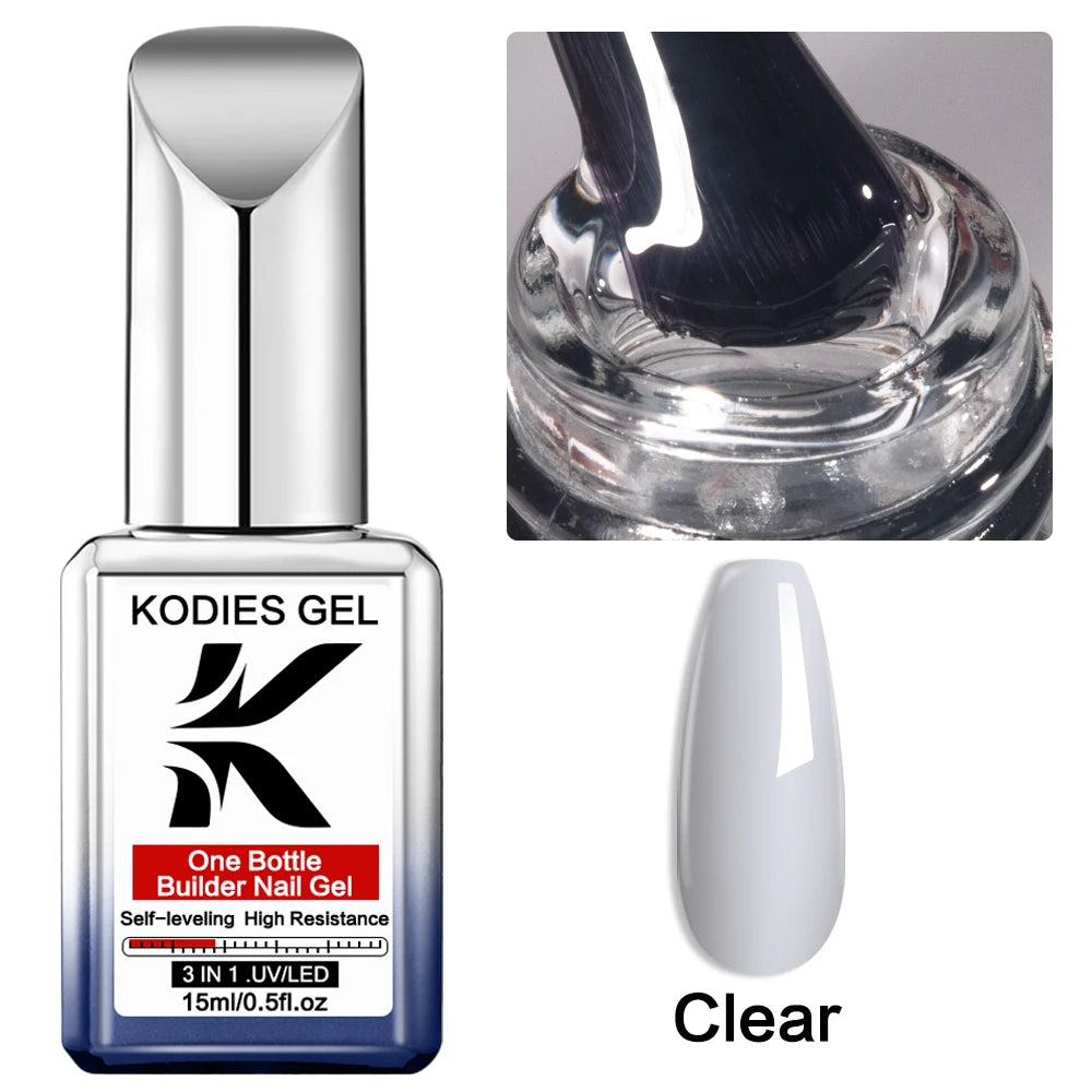 KODIES GEL 3 IN 1 Builder Nail Gel Polish No Pain Nude Self Leveling Thick Construction Hard Gel for Extension Manicure Nail Art