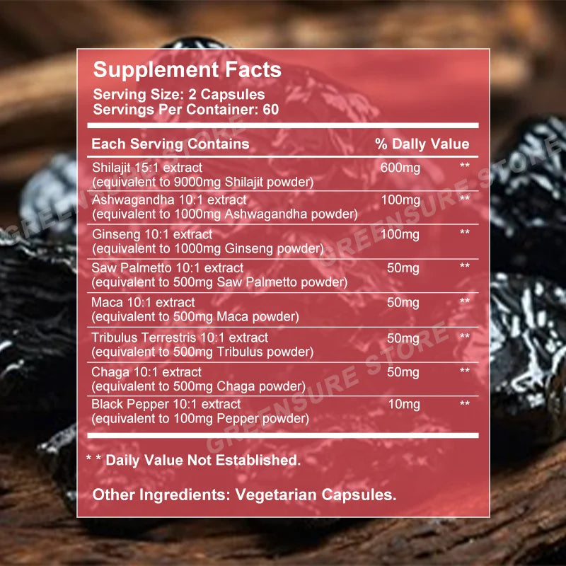 Greencure | Shilajit Extract Capsules | Energy, Stamina & Cognitive Support