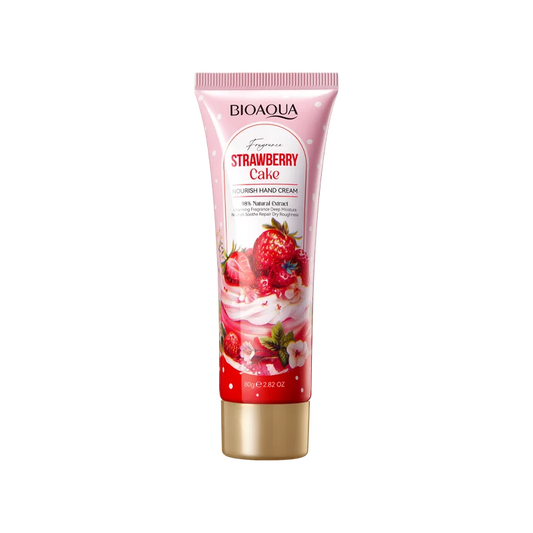 BIOAOUA Strawberry Cake Hand Cream – 80g Deep Moisturizing & Nourishing Cream with 99% Natural Extracts