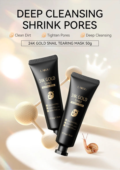 LAIKOU 24K Gold Sakura Peeling Face Mask | Anti-Wrinkle, Whitening & Blackhead Removal | Tear-Off Facial Mask for Smooth, Radiant Skin
