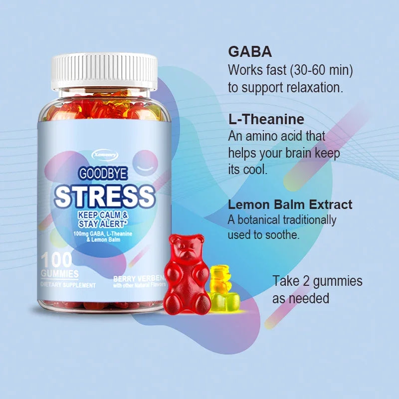 XEMENRY | Stress Relief Gummies | Calm Mood, Sleep & Focus Support with GABA & L-Theanine