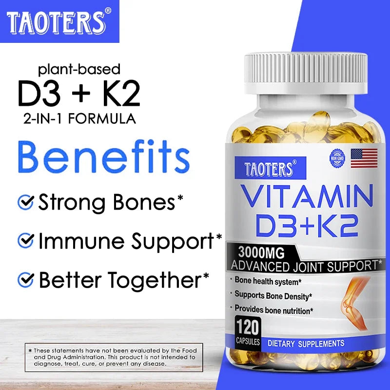 Taoters | Vitamin D3 K2 Capsules | Bone & Cardiovascular Health Support