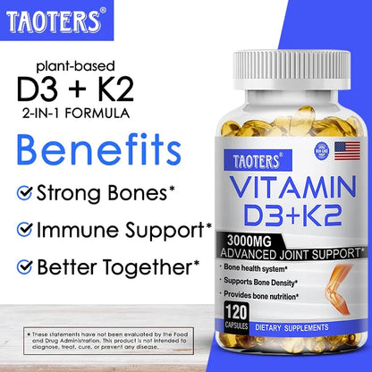 Taoters | Vitamin D3 K2 Capsules | Bone & Cardiovascular Health Support
