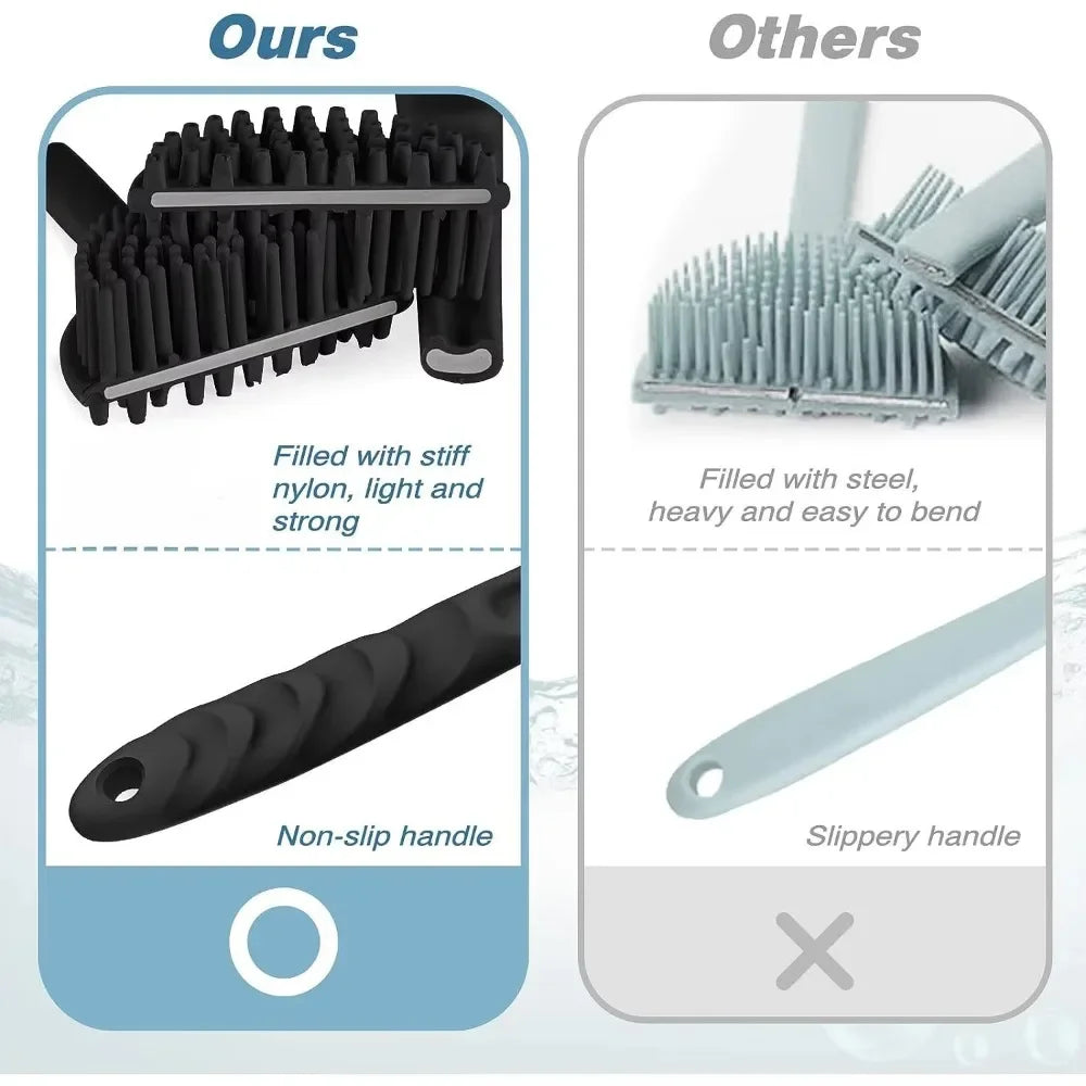 1pc Bath Soft Back Scrubber Brush Bath Shower Sponge Scrubbing Brush with Handle Exfoliating Scrub Skin Massager Bath Supplies