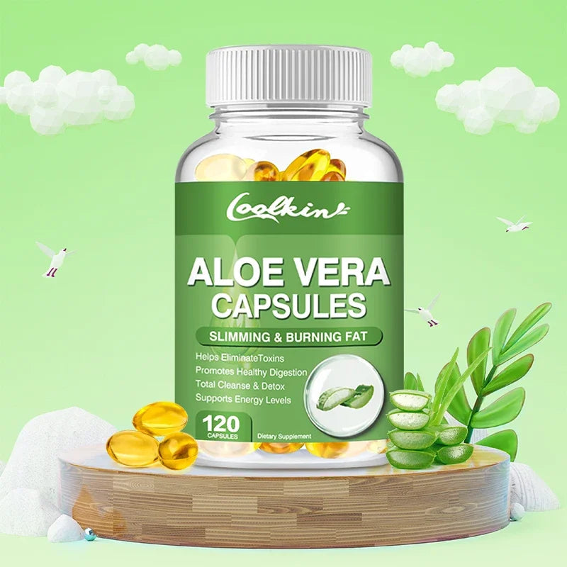 Coolkin | Natural Aloe Vera Extract Capsules | Slimming, Fat Burning, Detox, Digestion, Energy Support | 60 Capsules
