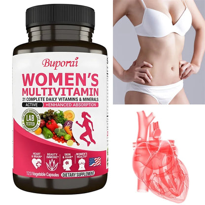 Buporai | Women's Daily Multivitamin with Vitamins A, C, E, D, K | Energy, Skin, Bone & Immune Support